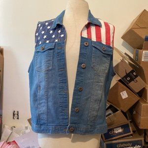 Sunset Sky denim flag vest